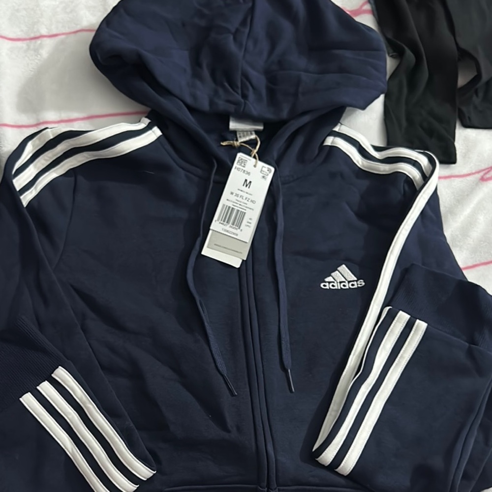 Adidas Dark Blue Hoodie with White Accents